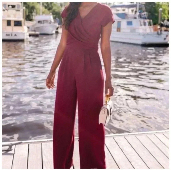 Gal Meets Glam Delaney Jumpsuit in Oxblood Red - Picture 3 of 10